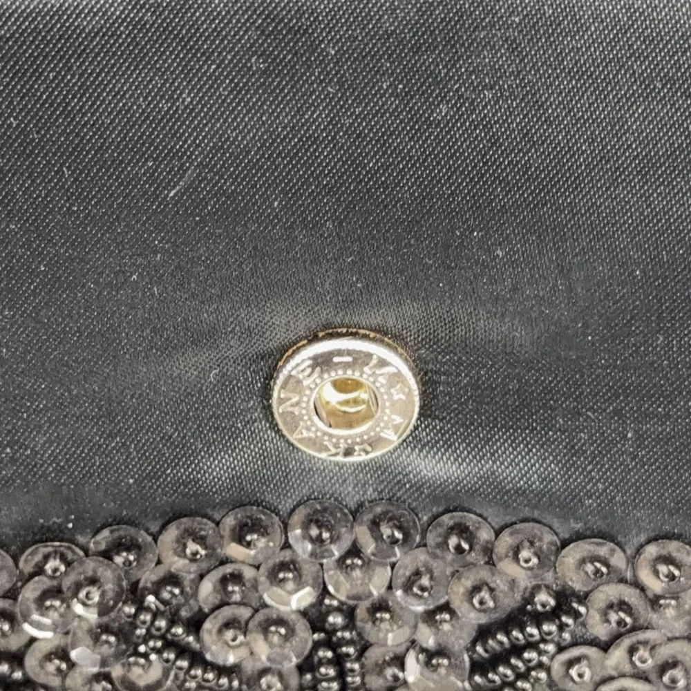 Vintage 1950s Black Beaded Sequin Evening Bag Clutch Purse Handmade‎ Hong Kong